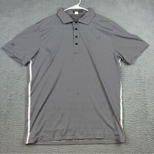 G Force Polo Shirt Mens Large Black White Stripes Short Sleeve Golf Stretch SPOT